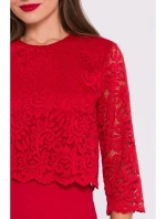 S381 Kombinéza s čipkovanými detailmi - červená