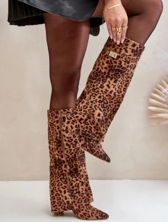 Dámske topánky na podpätku 9501 Brown Pattern - Krok vo veľkom štýle