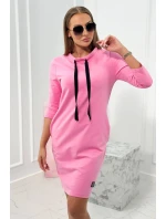 Šaty s viazaným výstrihom ružový