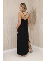 Dlhé šaty bez ramienok čierne