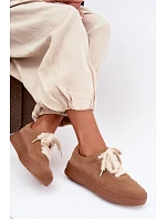Semišové tenisky s kožušinovým šnurovaním Kobbo 79655 Camel Semišové tenisky s kožušinovým šnurovaním Kobbo 79655 Camel
