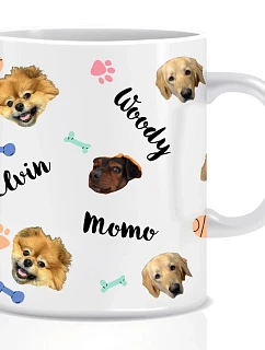 Personalizovaný klasický biely keramický hrnček s objemom 300 ml s motívom domácich miláčikov
