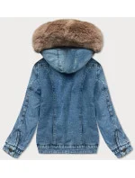 Svetlo modro-béžová obojstranná džínsová bunda pre prechodné obdobie (B9730-50012)