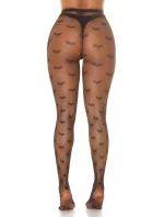 Dámske sieťované pančuchy "Hearts" SR3980 čierne - In-Stylefashion