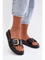 Ženské pantofle s zlatým sponou Černé Rosivana