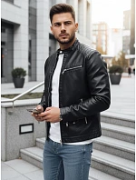Pánska kožená bunda čierna FashionStreet TX4711