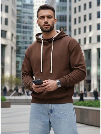 Pánska klokanka s kapucňou hnedá FashionStreet BX5953
