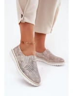 Semišové slip-on topánky Beige-gold Inez Semišové slip-on topánky Beige-gold Inez