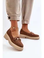 Zazoo 3429 Zamszowe Mokasyny Damskie Z Ozdobą Brązowe Zazoo 3429 Zamszowe Mokasyny Damskie Z Ozdobą Brązowe