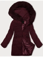 Dámska zimná bunda s kapucňou J Style bordová (16M9099-06)