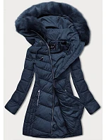 Dámska dlhá prešívaná zimná bunda Dark Blue (7689) Dámska dlhá prešívaná zimná bunda Dark Blue (7689)
