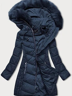 Dámska dlhá prešívaná zimná bunda Dark Blue (7689)