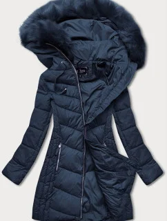 Dámska dlhá prešívaná zimná bunda Dark Blue (7689)