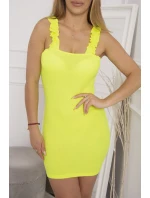 Žlté neónové šaty bez ramienok