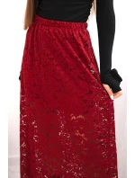 Dámska sukňa s čipkou a podšívkou bordová
