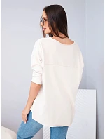Dámska bavlnená oversized blúzka s výstrihom do V a predĺženým zadným dielom, béžová Dámska bavlnená oversized blúzka s výstrihom do V a predĺženým zadným dielom, béžová