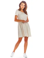 Dámske šaty M205 béžové pruhy - Infinite You