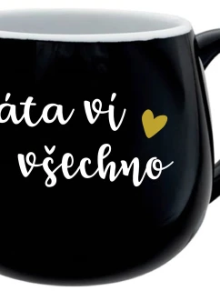 DAD KNOWS EVERYTHING - čierny keramický hrnček 300 ml