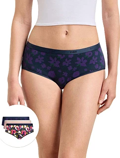 Dámske bavlnené nohavičky, 3 ks, DIM LES POCKETS COTTON BOXER 3x – DIM – červená