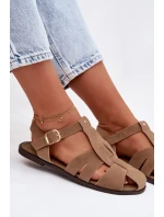 Dámské římské sandály Ploché Khaki Belanessa