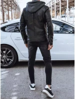 Pánska kožená bunda čierna FashionStreet TX4277