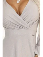 572-3 NELA trblietavé dlhé šaty s výstrihom, dlhými rukávmi a rozparkom na nohách - BEACH 572-3 NELA trblietavé dlhé šaty s výstrihom, dlhými rukávmi a rozparkom na nohách - BEACH