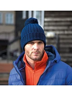 Result Headwear R 369X Pletená čiapka s bambulou 28.369X tmavomodrá