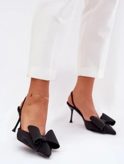 Szpilki Z Odkrytymi Piętami I Kokardką Czarne Eklevia