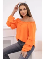 Španielska blúzka s ozdobnými oranžovými rukávmi