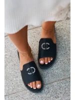 Eleganckie Klapki Damskie Błyszczące Z Ozdobą S.Barski KV27-050 Czarne