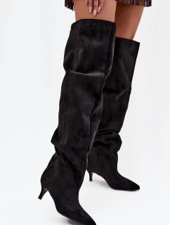 Dámske čižmy na podpätku Ysolienne - čierne