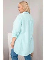 Bavlnená mušelínová košeľa Plus Size 65622 Mint - Kesi