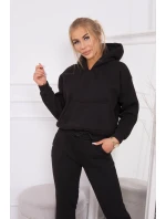 Zateplená súprava s mikinou viazanou v spodnej časti čiernej farby Zateplená súprava s mikinou viazanou v spodnej časti čiernej farby
