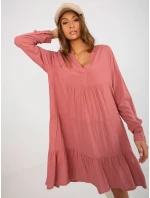 Šaty D73761M30361A tmavo ružové