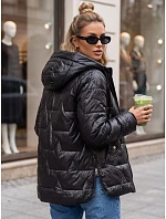 Dámska prešívaná prechodná bunda s kapucňou, čierna, FashionStreet TY5801 Dámska prešívaná prechodná bunda s kapucňou, čierna, FashionStreet TY5801