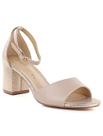 Béžové a zlaté dámske sandále na podpätku Potocki LE20339