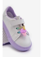 Dziecięce Sneakersy Trampki Z Przypinką Biało-Fioletowe Pennyn