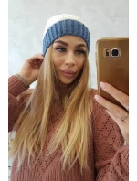 Fleecová čiapka Bibiana K264 denim+white