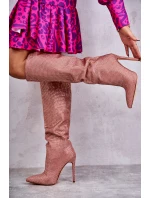 Modne Kozaki Na Szpilce Z Cyrkoniami Różowe Lovisa