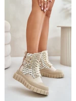 Wysokie Trampki Damskie Na Masywnej Platformie Jasnobeżowe Kernia