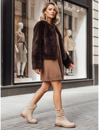 Dámske semišové béžové čižmy FashionStreet ZY1282 Dámske semišové béžové čižmy FashionStreet ZY1282