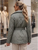 Dámsky kabát na prechodné obdobie s opaskom, zelený, FashionStreet TY5805 Dámsky kabát na prechodné obdobie s opaskom, zelený, FashionStreet TY5805
