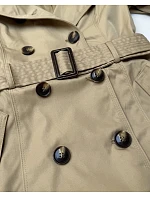 Elegantný dámsky kabát s kapucňou Goodlookin beige (T2-2238#-5)