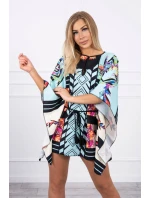 Netopierie šaty s viazaním v páse v mätovej farbe