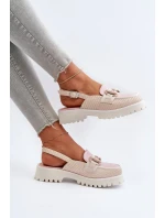 Dámske sandále na podpätku s ozdobou Béžová D&A