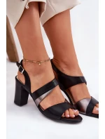 Sandały Damskie Na Słupku Sergio Leone SK866 Czarne