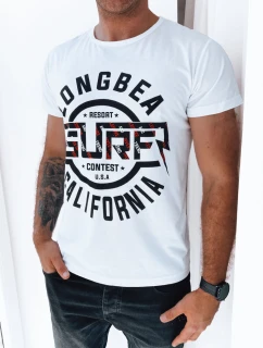 Pánske biele tričko s potlačou FashionStreet RX5258
