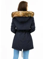 Dámska obojstranná zimná bunda s kapucňou tmavomodrá a ružová (w211)