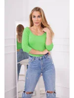 Svetlo zelená blúzka s okrúhlym výstrihom