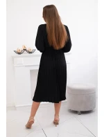 Šaty s viazaným plisovaným lemom čierne